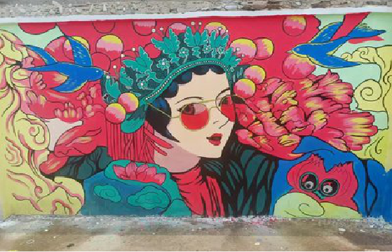 石门墙体彩绘-网红墙