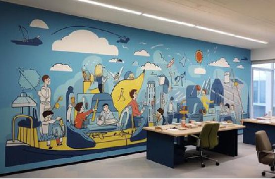 石门办公室墙绘的特点。
