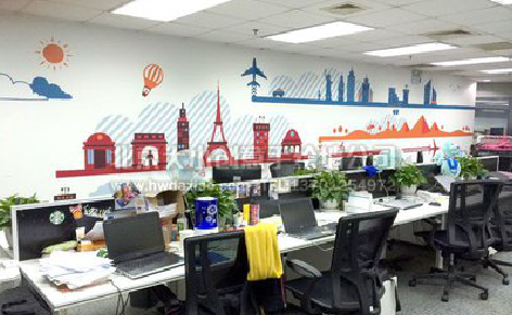 石门教你设计办公室墙绘的方法。