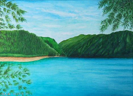 石门在墙绘中，如何绘画绿水青山？