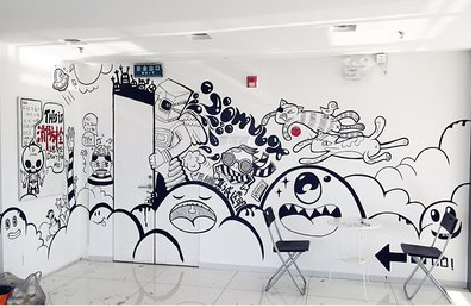 石门手绘墙并非传统涂鸦。